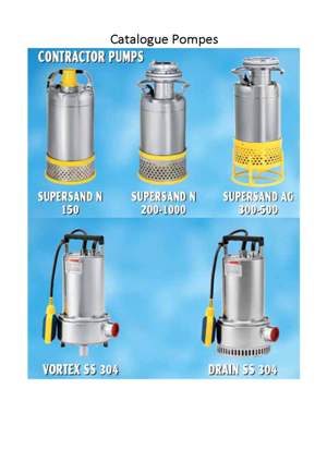 Catalogue des pompes